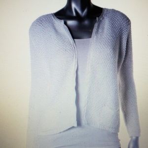 ZARA Knit Trimmed WHITE CARDIGAN SWEATER SZ S NEW